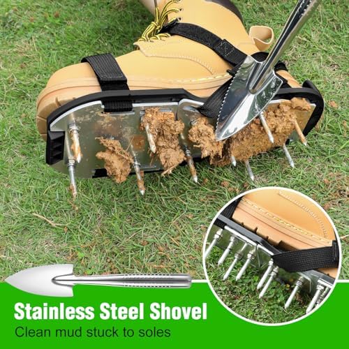 Lawn Aerator Shoes for Grass - Pre-Assembled Grass Aerator Shoes for Lawn - Soil Yard Aerator Tool for Aerating Patio Garden, Black, Small Size - Image 6