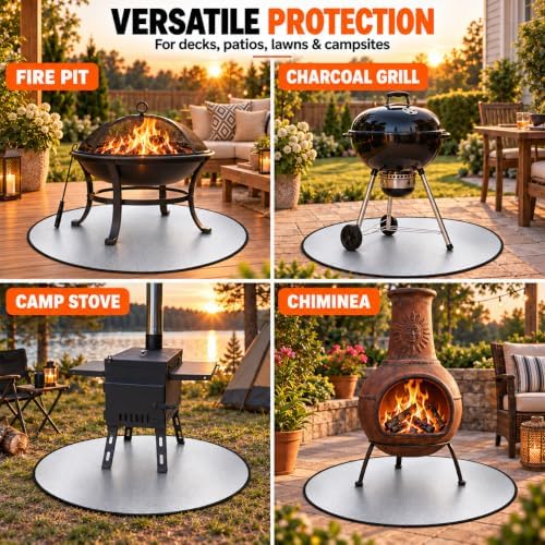 FLASLD 38 Inch Fire Pit Mat, 3-Layer Reflective Heat Barrier for Fire Pits - Image 4