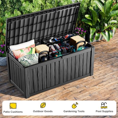 200 Gallon Large Outdoor Storage Box, Black - Image 4