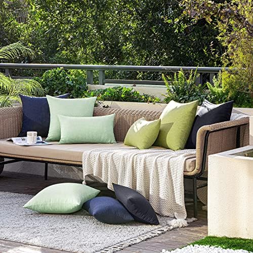 MIULEE Decorative Outdoor Pillow Covers Euro Waterproof 22x22 Moss Green - Image 5