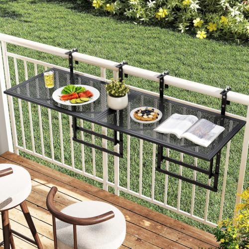 Tangkula 48" Folding Balcony Railing Table for 1.5"-3.5" Thick - Image 2