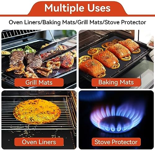 Oven Liners for Bottom of Electric Gas Oven, Reusable Non-Stick Teflon Protector Mat, Heat Resistant Grill Mats Outdoor, Easy to Clean Gas Stove Liners BPA and PFOA Free 23.6"x 15.7" Stovetop Cover - Image 3
