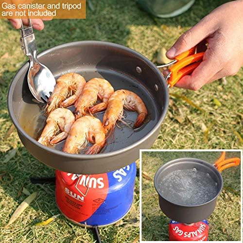 REDCAMP 6/10/11/12/14/15/19 PCS Camping Cookware Mess Kit Camping Gear Campfire Utensils Lightweight Stackable Pot Pan Bowls Soup Spoon with Storage Bag for Camping, Backpacking, Outdoor Cooking - Image 4
