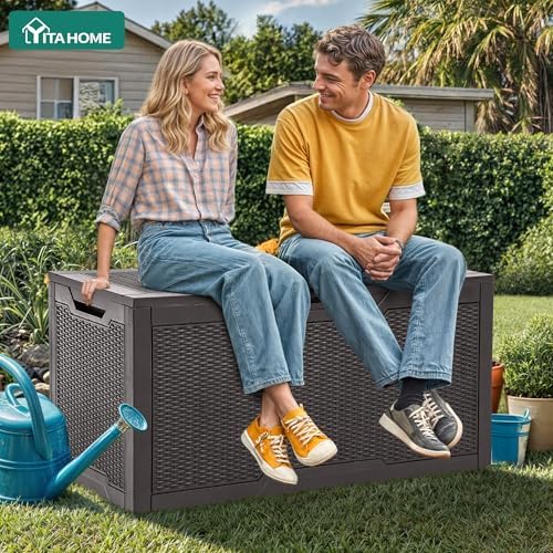 YITAHOME 100 Gallon Large Resin Deck Box Outdoor Storage Boxes for Patio - Image 3