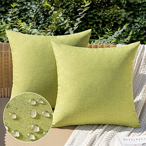 MIULEE Decorative Outdoor Pillow Covers Waterproof 16x16 Moss Green by MIULEE