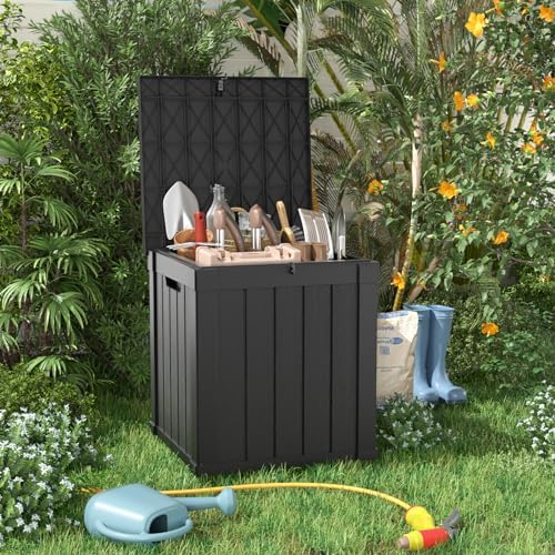 51 Gallon Outdoor Deck Box, Lockable Waterproof Outdoor Storage Boxes For Garden Tools,Indoor Cushions,Accessories Outside Storage Resin Weatherproof Container(Black) - Image 7