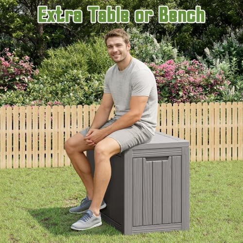 Outdoor Storage Waterproof Deck Box for Patio (50 Gallon, Grey) - Image 3