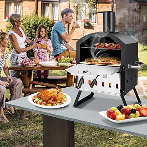 Giantex Outdoor Pizza Oven Wood Fired, 2-Layer Outside Pizza Maker - Image 2