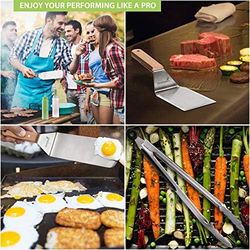 Metal Spatula Set Stainless Steel and Scraper - Professional Chef Griddle Spatulas Set of 6 - Heavy Duty Accessories Great for Cast Iron BBQ Flat Top Grill Skillet Pan - Image 5