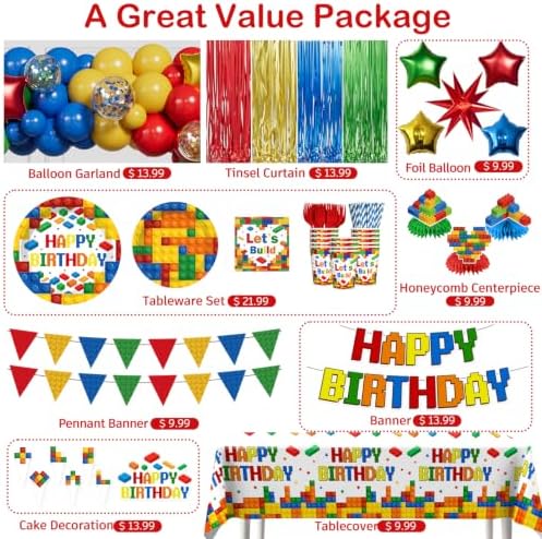 299Pcs Building Block Birthday Party Decorations, All-in-One Decor Set - Image 3