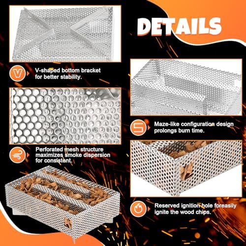 5" x 8" Pellet Smoker Tray, 12 Hours Billowing Maze Smoker Box - Image 3