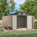 Patiowell 10x10 FT Outdoor Storage Shed with Floor Frame, Brown by Patiowell