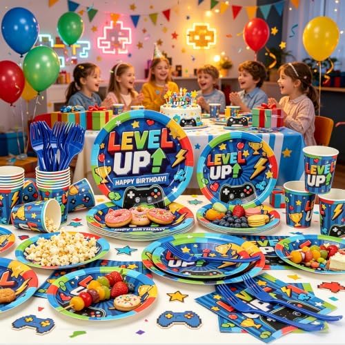 120Pcs Video Game Party Plates and Napkins Supplies for Birthday Serves 24 - Image 2