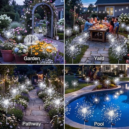 btfarm 3 Pack Solar Garden Lights Outdoor, 8 Modes Firework Lights Outside - Image 7