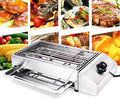 110V 1800W Commercial Electric Grill Portable Barbecue Oven Stainless Steel BBQ Grill Countertop Flat Top Electric Grill for Indoor Restaurant Outdoor Camping Party Sliver by KONKENIE