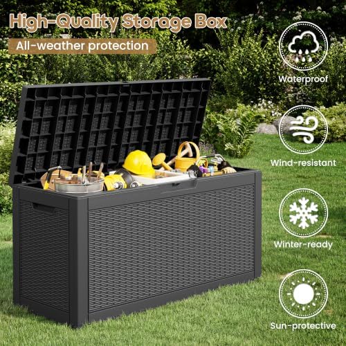 KAMABOKO 80 Gallon Outdoor Storage Box Waterproof Deck Box for Patio - Image 3