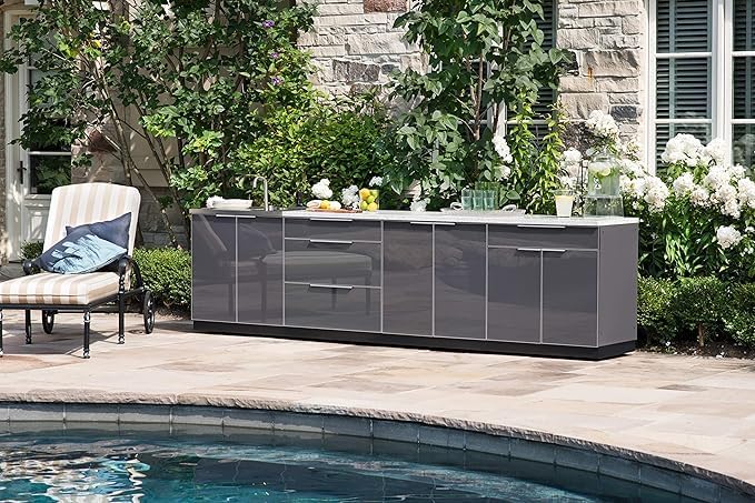 NewAge Products Classic Series 4PC Aluminum Slate Gray Modular Outdoor Kitchen Set - 24" D x 97" W x 35.5" H - Image 4