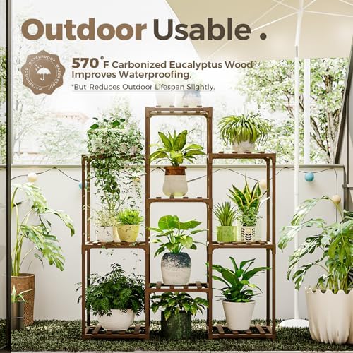 Bamworld Plant Stand Indoor Plants Shelf Outdoor Wood Plant Rack - Image 3