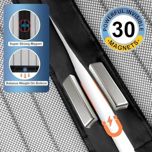 METAONLY Magnetic Screen Door Mesh, Works for Patio, Sliding Door, Keeps Bug Mosquito Out, Fresh Air Flow, Fits 72" x 80" Door - Curtain Size 74" x 82", Black - Image 4