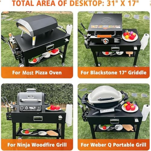 Hisencn Dual-Shelf Foldable Grill Cart for Blackstone&Ninja Woodfire - Image 3