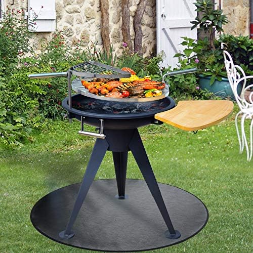 Round Ember Mat for Under Grill Fire Pit, Fire Pits Mat for Deck, Flame Retardant Heat Resistant BBQ Gas Grill Air Fryer Protective Mat for Patio Lawn Ground Outdoor Campsite Firepfoof Pad Black (24") - Image 3
