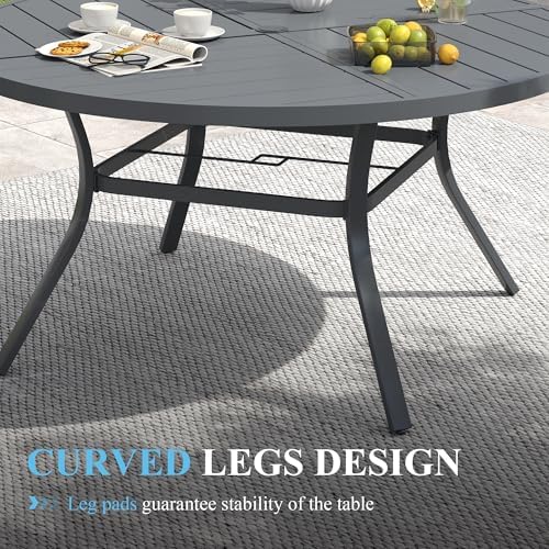 VICLLAX Patio Table and Chair Set of 8, All Weather Metal Round Outdoor Dining Furniture Set-53 Round Outdoor Table and Chairs, Grey Tabletop - Image 6