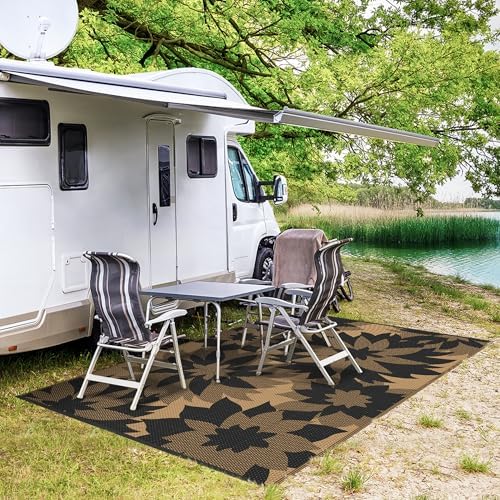 GENIMO Outdoor Rug, Waterproof Plastic Rugs for Patio, 6'x9' Raven Brown - Image 5