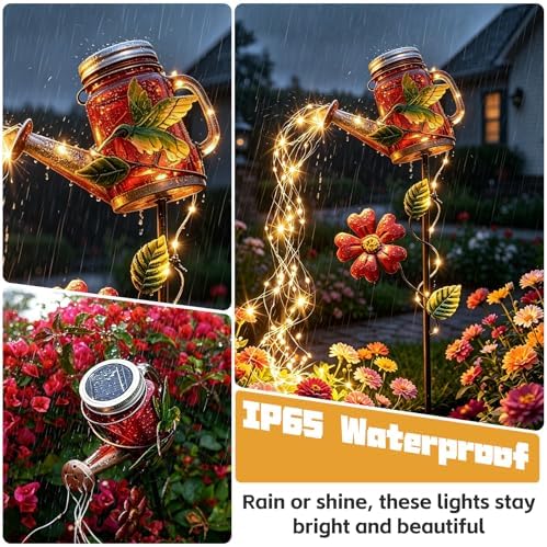 SRNPMIU Solar Watering Can Light, Hummingbird Outdoor Decor Lights - Image 4