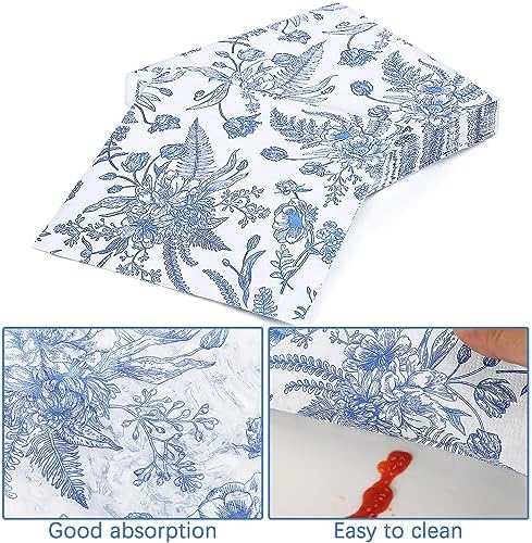 durony 350 Pieces Blue & White Floral Party Supplies 7 Inch 9 Inch Disposable Elegant Flower Paper Plates Napkins Cups Tableware Set for Wedding Baby Shower Birthday Party Chinoiserie Decor, Serve 50 - Image 4