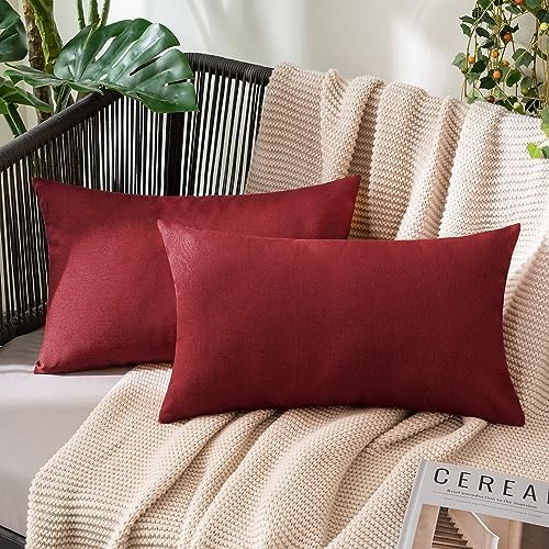MIULEE Decorative Outdoor Pillow Covers Christmas Lumbar 12x20 Wine Red by MIULEE