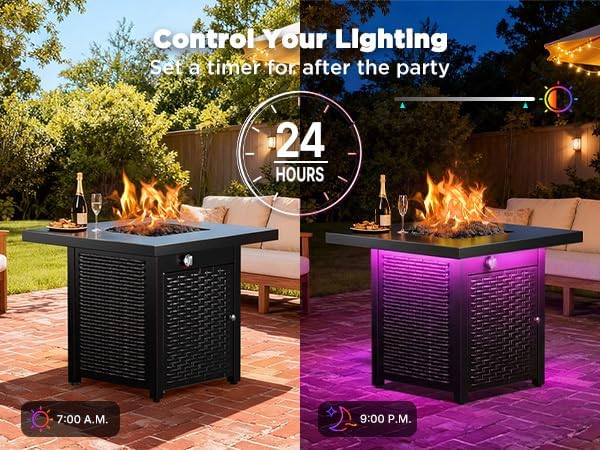 Ciays 28" Smart Propane Fire Pit, 50,000 BTU CSA Certified with App Control & RGB Music-Sync Lighting, Outdoor Gas Fire Table for Patio Backyard Garden with Lava Rocks - Image 2