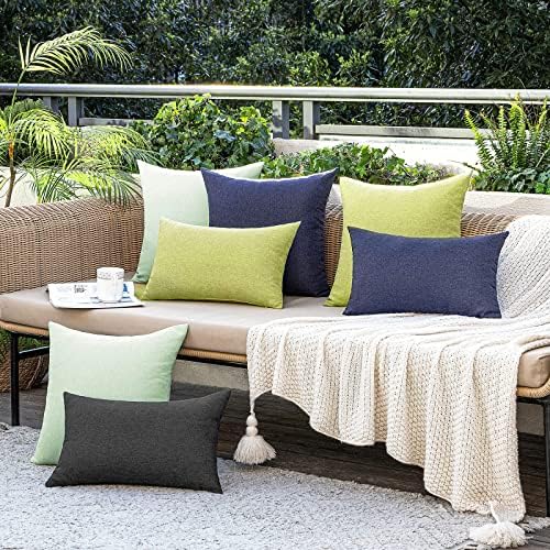 MIULEE Decorative Outdoor Pillow Covers Lumbar Waterproof 12x20 Black - Image 5