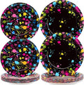 gisgfim 48 Pcs Neon Plates Party Supplies Glow Birthday Party Decorations Glow in Dark Paper Dessert Plates Disposable Neon Theme Birthday Graffiti Party Supplies Decoration Favors by gisgfim