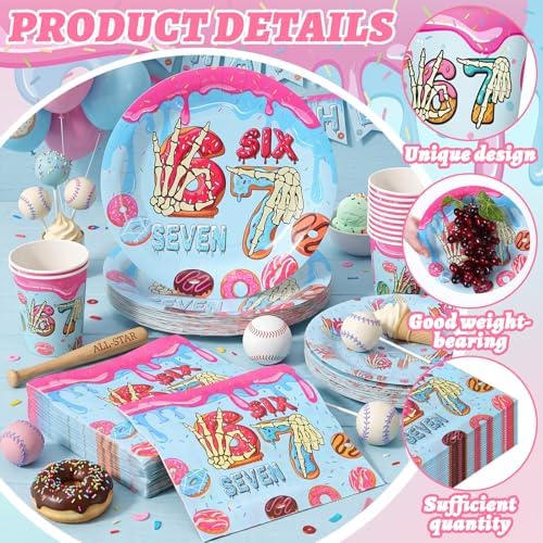 Suclain 150 Pcs Halloween 6 7 Birthday Doughnut Party Tablewear - Image 3
