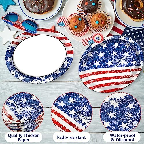 50 PCS Patriotic Oval Paper Plates Large 11’’ Disposable American Flag Party Decorations 4th of July Independence Day Supplies Favor for Memorial Day Picnic All Occasion Dinner Party Tableware Set - Image 3