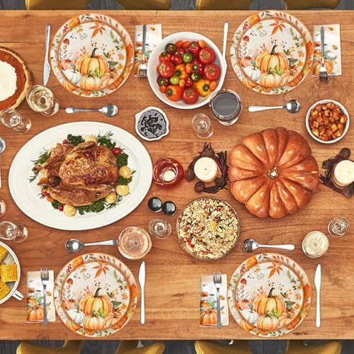 180 Pcs Fall Paper Plates and Napkins Party Supplies Serves 60 - Image 7