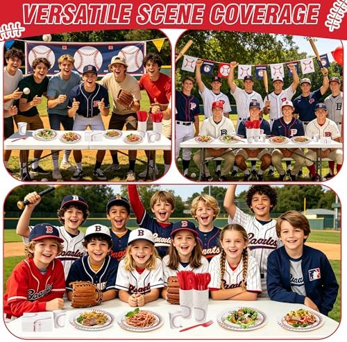 400 Pcs Disposable Baseball Party Tableware Set for 50 Guests - Image 5
