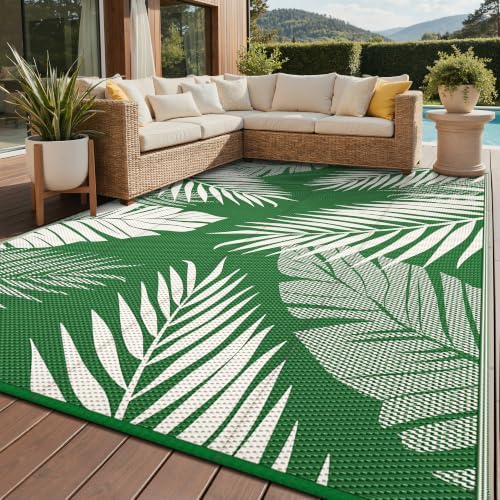 GENIMO Outdoor Rug, Waterproof Plastic Rugs for Patio, 8'x10' Dark Green by GENIMO