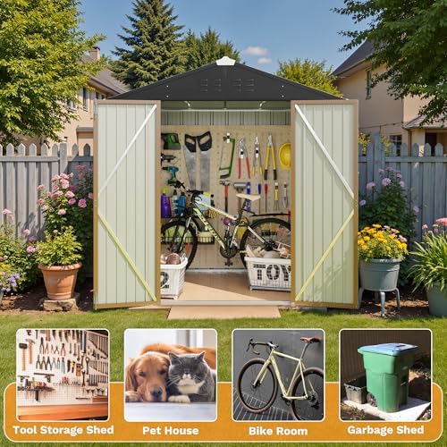 Greesum 6x4FT Outdoor Storage Shed, Brown - Image 7