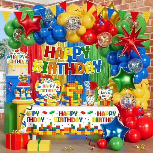 299Pcs Building Block Birthday Party Decorations, All-in-One Decor Set by Unknown