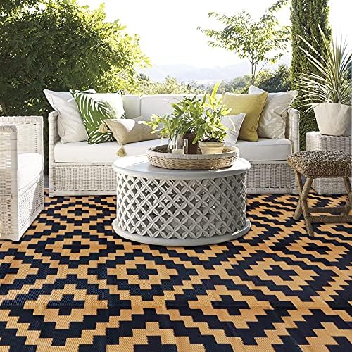 SAND MINE Reversible Mats, Plastic Straw Rug, Modern Area Rug, Large Floor Mat and Rug for Outdoors, RV, Patio, Backyard, Deck, Picnic, Beach, Trailer, Camping, Black & Brown, 9' x 12' - Image 6