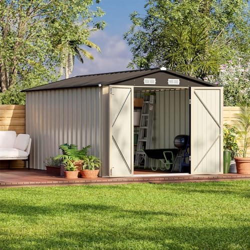 Patiowell 8x12 FT Outdoor Storage Shed, Brown by Patiowell