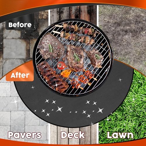 Grill Mat 19.5 Inch Fire Pit Mat for Solo Stove Bonfire Accessories Double-Sided Fireproof Waterproof Grill Pad Round Under Grill Mat Reusable Oil-Proof Deck Patio Lawn BBQ Fireproof Outdoor - Image 4