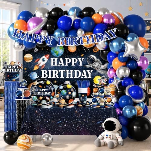 252pcs Space Birthday Decorations, All-in-One Set Serves 20 People by Unknown