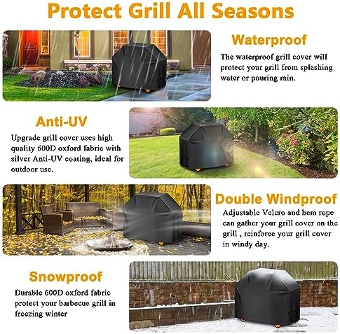 Aoretic Grill Cover, 58inch 600D 4.6LB Heavy Duty BBQ Gas Grill Cover for Outdoor Grill, Charbroil Grill Cover Barbecue Waterproof, Anti-UV for Weber Char-Broil Monument, Dyna-glo Nexgrill (SKZ) - Image 7