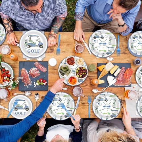 96PCS Golf Party Plates and Napkins Golf Birthday Party Supplies for Baby Shower Sports Theme Disposable Dessert Paper Plates Watercolor Blue Party Game Day Sports Fans Events Decorations - Image 6