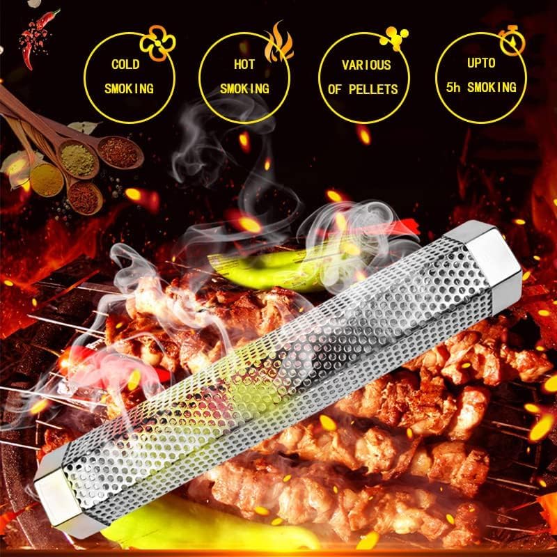 Smoke Tube for Pellet Smoker, 12 Inch Hexagon Smoker Tube for Pellet Grill - Up to 5 Hours of Smoke, Hot or Cold Smoking, 304 Stainless Steel, for Gas, Electric & Charcoal Grills, with Brushes - Image 4