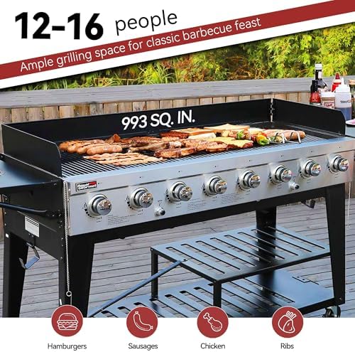Royal Gourmet 8-Burner Gas Grill, 104,000 BTUs Liquid Propane Grill - Image 5