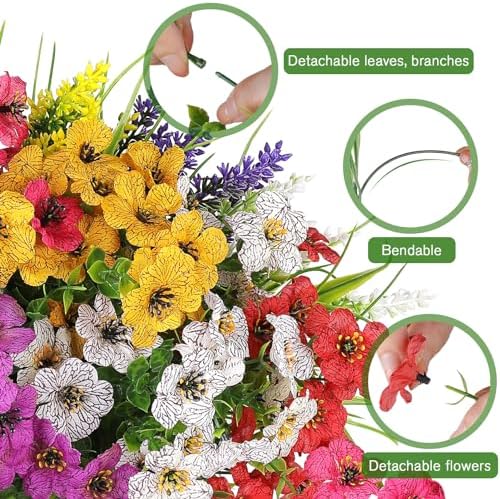 AGIRL Artificial Flowers Outdoor UV Resistant Fake Plant Garden Patio Decor - Image 2
