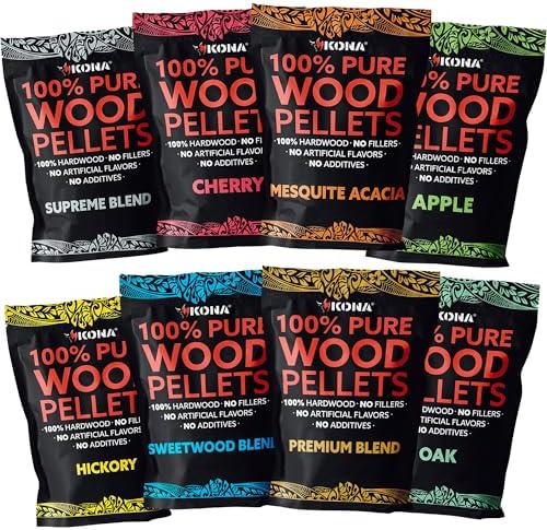 (8 Pack) 1 lb Smoker Pellets Variety Pack, Wood Smoking Pellets, BBQ Pellets for Smoker, Wood Pellets, Smoking Pellets for Smoker, Pellet Grill Pellets, Hardwood Pellets - Intended for Ninja Woodfire by Kona